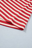 Red Striped Button-Up Ribbed Knit Tank Top