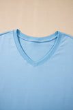 V-Neck Drop Shoulder T-Shirt and Patchwork Shorts Set- 3 Colors