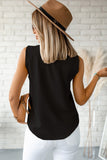 Black V-Neck Knotted Shoulder Tank Top