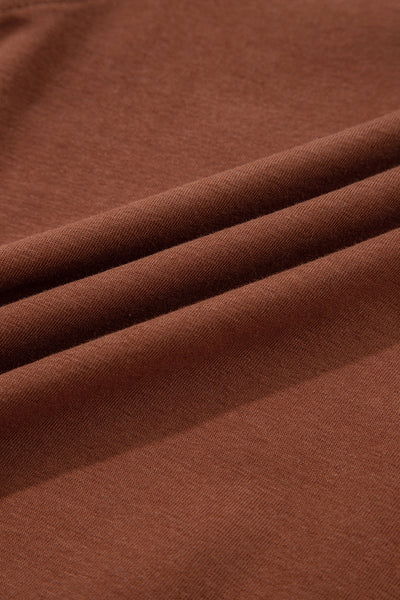 Chestnut Raw Seam Detail Solid Color Long Sleeve Top