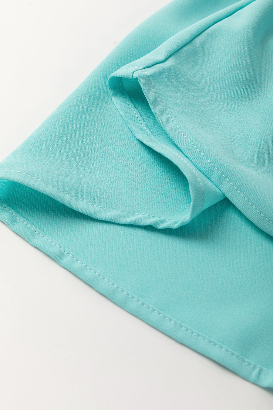 Green Lace Trim V Neck Short Sleeve Blouse