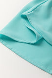 Green Lace Trim V Neck Short Sleeve Blouse