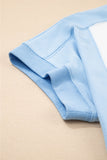 Color Block Exposed Seam Patchwork Crew Neck T-Shirt- 2 Colors