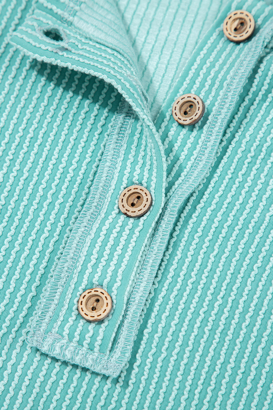 Twisted Ribbed Color Block Patchwork Long Sleeve Henley Shirt
