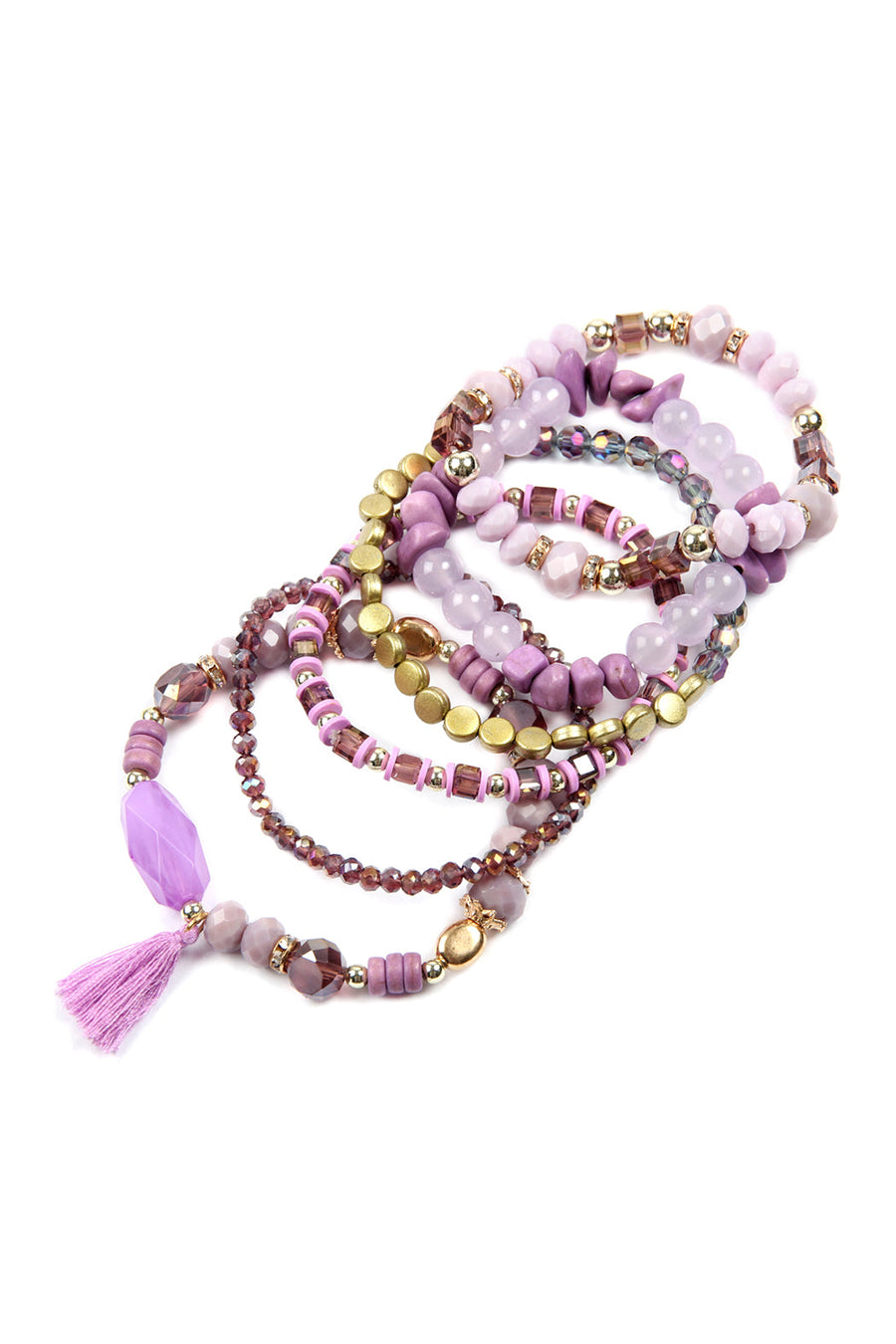 Beaded Stretch Tassel Charm Bracelet- 8 Colors