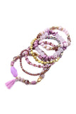 Beaded Stretch Tassel Charm Bracelet- 8 Colors
