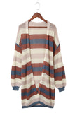 Blue Multi Openwork Color Block Knit Cardigan