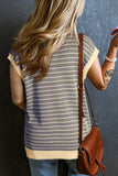 Striped Contrast Trim Sleeveless Collared Sweater- 3 Colors