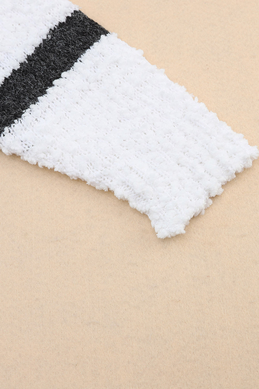 White Multi Striped Popcorn Drop Shoulder Pullover Sweater