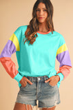 Color Block Long Sleeve Loose Fit Top- 3 Colors