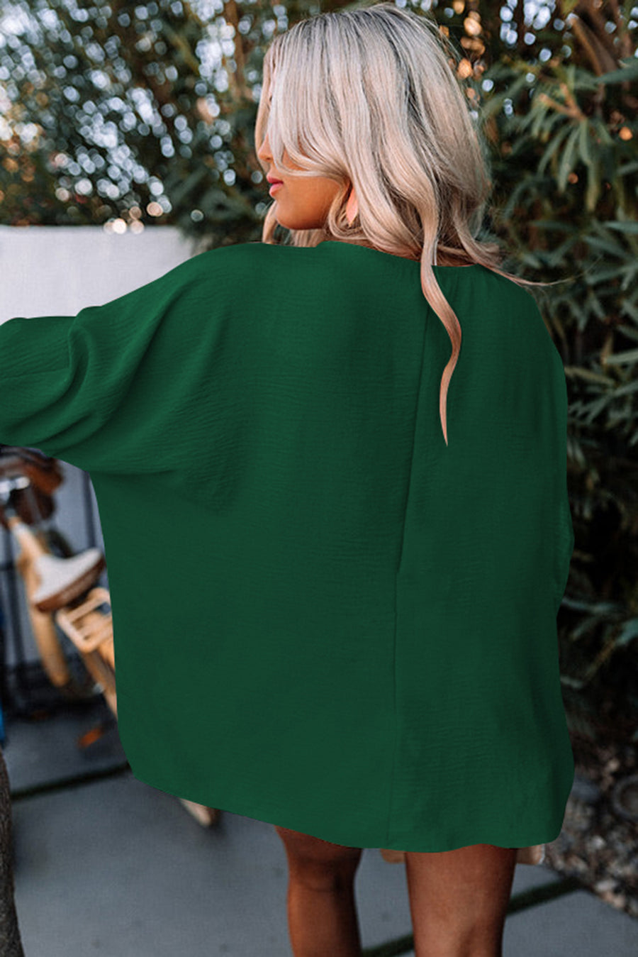 Shirred Cuffs Short Sleeve Blouse- 2 Colors