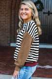 Striped Color Block Patchwork Long Sleeve Sweater