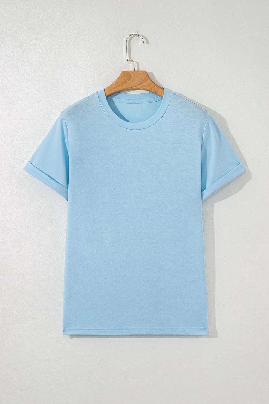Basic Crew Neck Rolled Sleeve T-Shirt- 12 Colors
