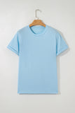 Basic Crew Neck Rolled Sleeve T-Shirt- 12 Colors
