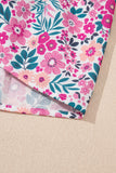 Pink Multi Floral Button-Up Puff Sleeve A-Line Mini Dress
