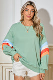 Striped Arm Drop Sleeve Loose Sweatshirt- 2 Colors