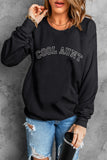 Black COOL AUNT Embroidered Letters Sweatshirt