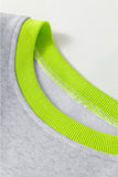 Light Grey Contrast Trim Patchwork Drop Sleeve Loose Sweatshirt