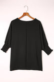 Shirred Cuffs Short Sleeve Blouse- 2 Colors