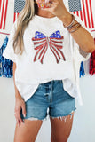 White American Sequin Bow Oversized Graphic T-Shirt
