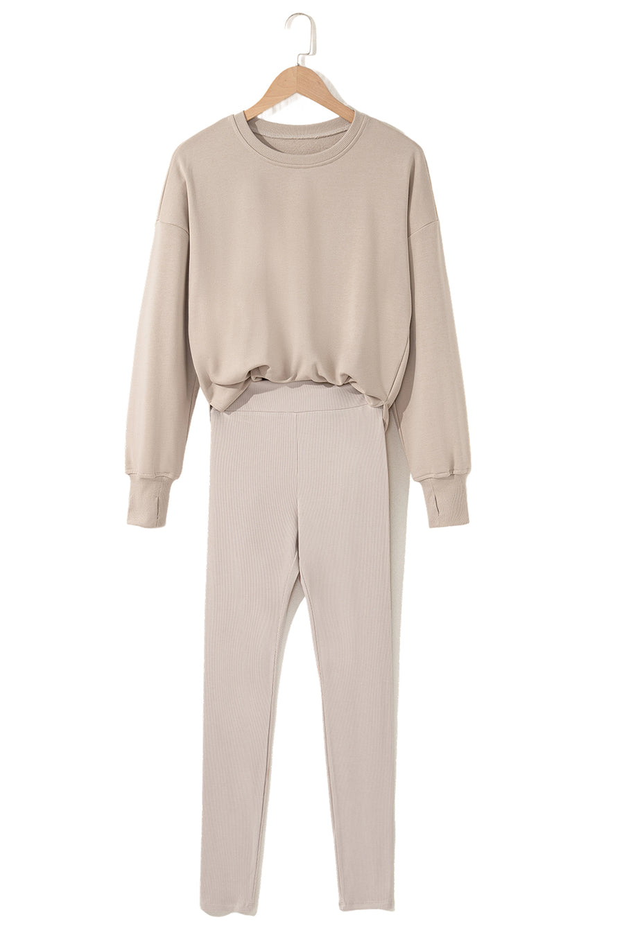 Oversized Split Hem Sweatshirt & Ribbed Leggings Set- 3 Colors