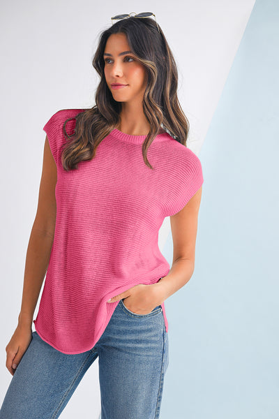 Solid Color Slit Hem Knit Top- 3 Colors