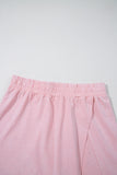 Yellow Cream Solid Color Washed Sleeveless Top Split Skort Cotton 2pcs Outfit