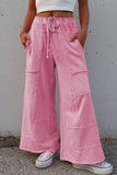 Mineral Wash Exposed Seam Wide Leg Cargo Pants- 3 Colors