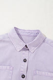 Orchid Petal Double Chest Pocket Button-Up Denim Shirt Dress