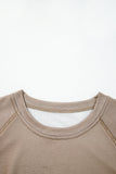 Khaki Retro Star Print Long Sleeve Pullover Drawstring Wide Leg Pajama Set