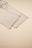 Oatmeal V-Neck Vest, Button-Up Cardigan, and Pants Pajama Set