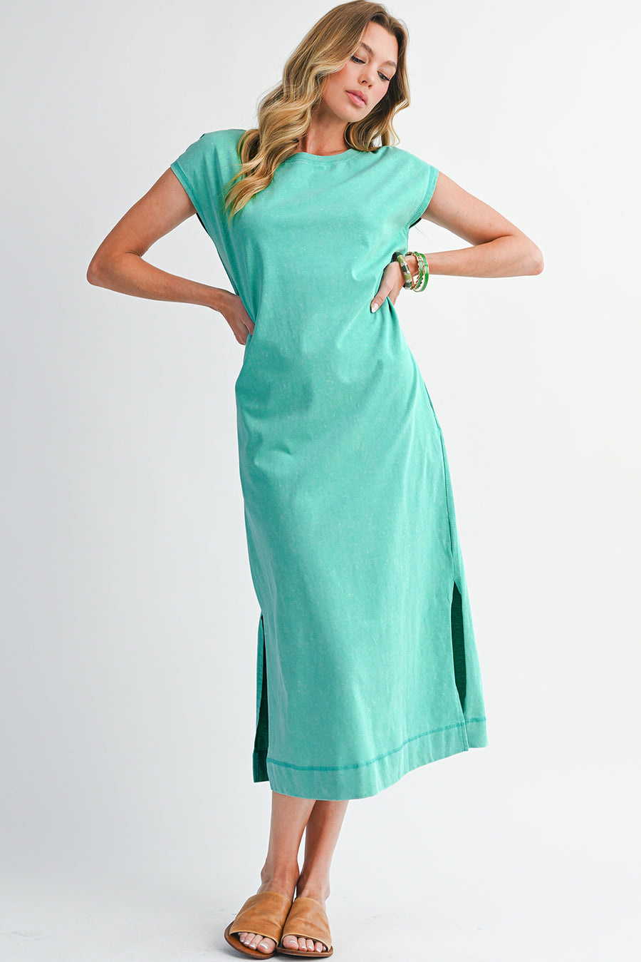 Mineral Wash T-Shirt Dress with Pockets- 3 Colors