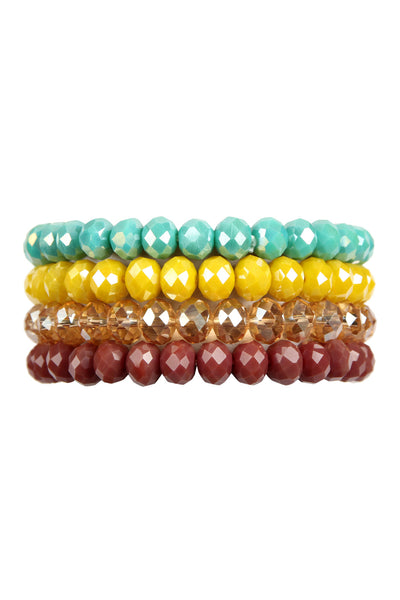 Four-Line Glass Beads Stretch Bracelet