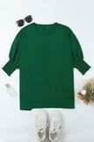 Shirred Cuffs Short Sleeve Blouse- 2 Colors