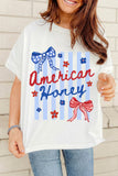 White American Honey Flowers and Bows Graphic T-Shirt