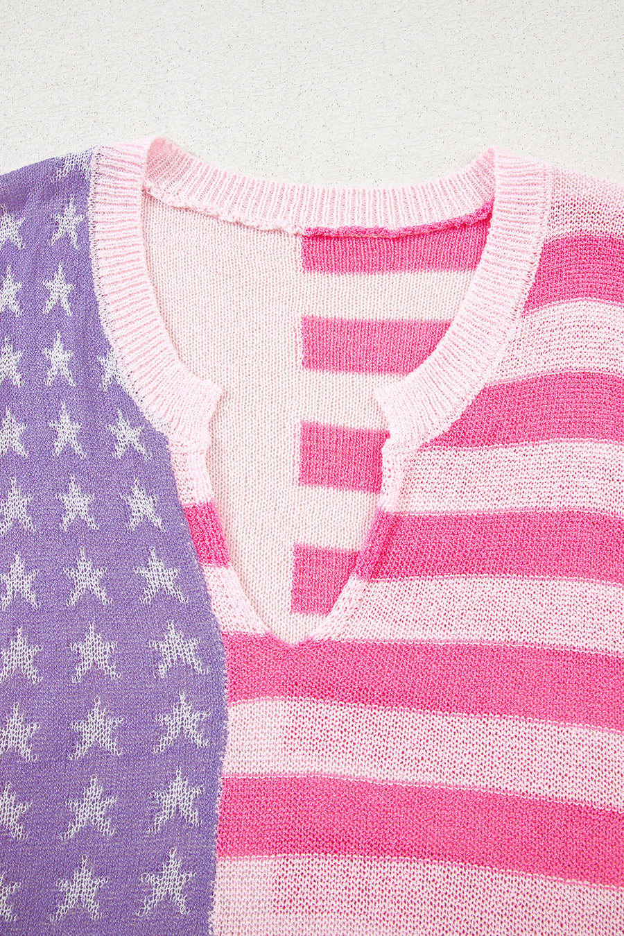 American Flag Notched Neck Loose Knit Vest- 2 Colors