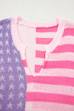 American Flag Notched Neck Loose Knit Vest- 2 Colors