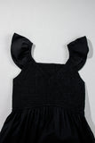 V-Neck Flutter Sleeve Smocked Bodice High Waist Ruffle Maxi Dress with Pockets- 2 Colors