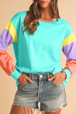 Color Block Long Sleeve Loose Fit Top- 3 Colors