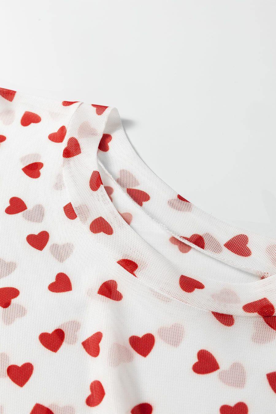 All Over Heart Print Mesh Short Sleeve Top- 2 Colors