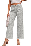 Print Frayed Edge Wide Leg High-Waist Jeans- 7 Styles