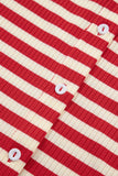 Red Striped Button-Up Ribbed Knit Tank Top