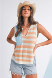 American Flag Notched Neck Loose Knit Vest- 2 Colors