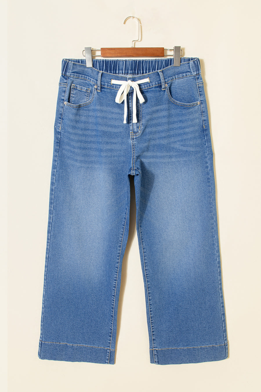 Plus Size Acid Wash Lace-Up Jeans- 4 Colors