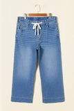 Plus Size Acid Wash Lace-Up Jeans- 4 Colors