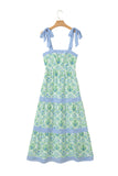 Pink Geometric Floral Print Striped Patchwork Detail Sleeveless Dress（Runs Small ）