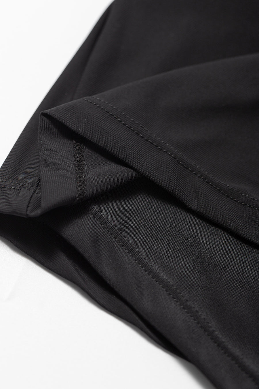 Black High-Waist Wide Band Back Pocket Swim Shorts