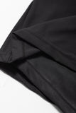 Black High-Waist Wide Band Back Pocket Swim Shorts