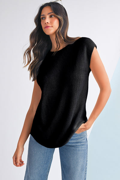 Solid Color Slit Hem Knit Top- 3 Colors