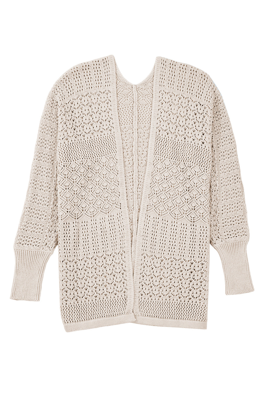 Redwood Burl Mix Pattern Hollow Knit Open Front Cardigan